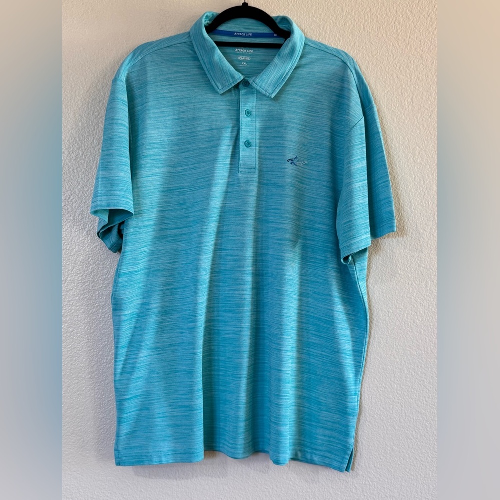 Attack Life by Greg Norman Teal Heather Performance Shirt  Sz XXL